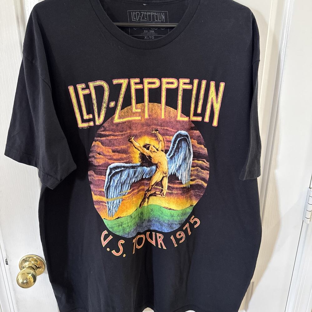 Led Zeppelin Shirt Mens Size XL/TG Black US Tour 75 Rock Music Concert Retro